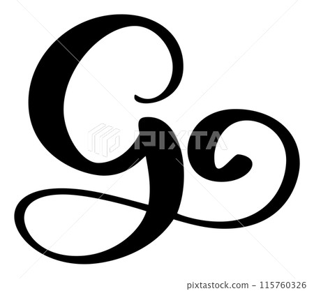 Vector calligraphy hand drawn letter G logo. Script font. Handwritten brush style 115760326