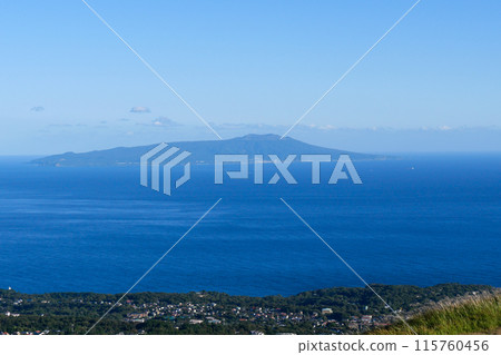 Autumn in Ito City, Shizuoka Prefecture, Izu, Mt. Omuroyama, overlooking Izu Oshima in Sagami Bay 115760456