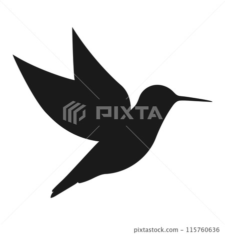 Colibri bird silhouette isolated on white background. Hummingbird shadow. Vector illustration Colibri bird silhouette isolated on white background. Hummingbird shadow. Vector illustration 115760636