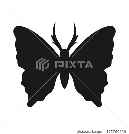 Abstract butterfly silhouette isolated on white background. Vector illustration Abstract butterfly silhouette isolated on white background. Vector illustration 115760639