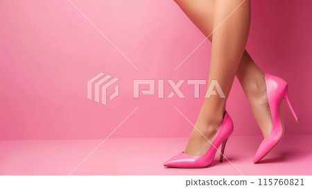 Female legs wearing pink high heel. High quality illustration 115760821