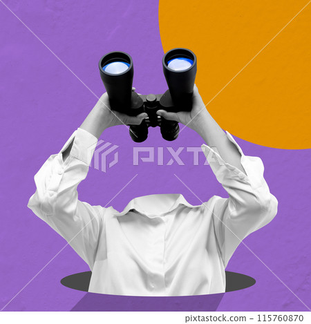 Businesswoman looking through the binoculars Businesswoman looking through the binoculars 115760870