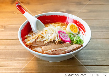 Miso char siu ramen with bean sprouts Miso char siu ramen with bean sprouts 115761197
