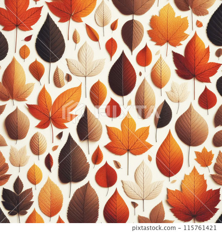 Colorful autumn natural seamless pattern with fall leaves. Fall endless background 115761421