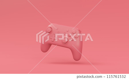 Video game joystick or gamepad in plain monochrome pink color background Video game joystick or gamepad in plain monochrome pink color background 115761532