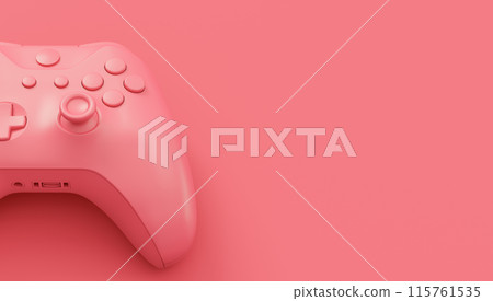 Video game joystick or gamepad in plain monochrome pink color background Video game joystick or gamepad in plain monochrome pink color background 115761535