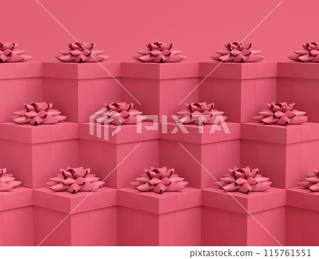 Gift boxes with ribbon and bow for Christmas flying and falling on monochrome 115761551