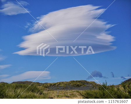 Lenticular cloud in Torres del Paine National Park in Chilean Patagonia Lenticular cloud in Torres del Paine National Park in Chilean Patagonia 115761607