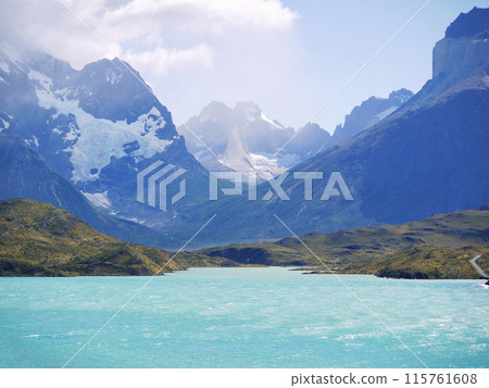 Lakes and mountains in Torres del Paine National Park in Chilean Patagonia Lakes and mountains in Torres del Paine National Park in Chilean Patagonia 115761608