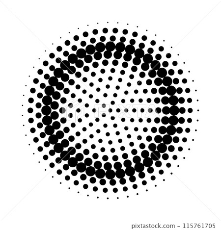 Burst Halftone light effect. abstract radial halftone dots background. Vector illustration 115761705