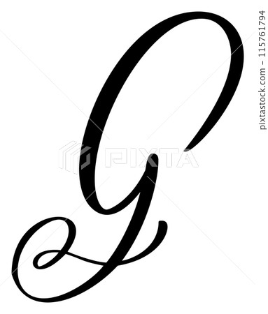 Vector calligraphy hand drawn letter G logo. Script font. Handwritten brush style 115761794