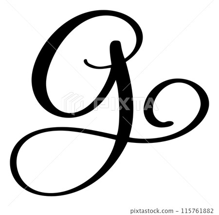 Vector calligraphy hand drawn letter G logo. Script font. Handwritten brush style 115761882
