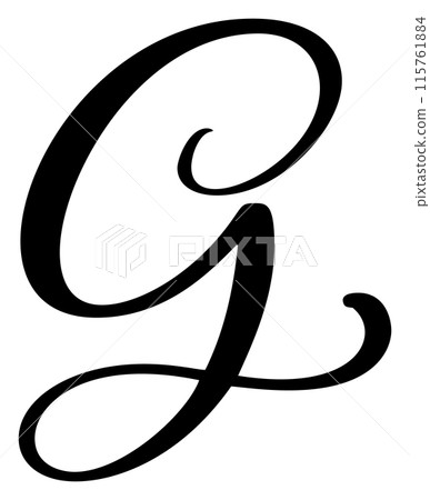 Hand drawn vector calligraphy letter G. Script font logo. Handwritten brush style flourish 115761884