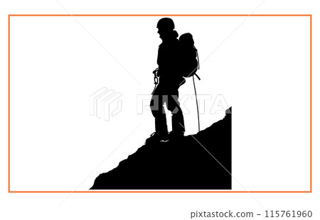 Alpinists Climbers Silhouette Vector art, Mountain climber climbing a cliff Alpinists Climbers Silhouette Vector art, Mountain climber climbing a cliff 115761960