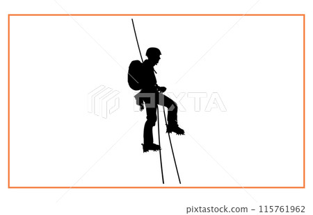 Alpinists Climbers Silhouette Vector art, Mountain climber climbing a cliff Alpinists Climbers Silhouette Vector art, Mountain climber climbing a cliff 115761962