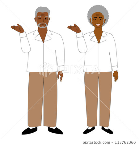 Black elderly couple, white background Black elderly couple, white background 115762360