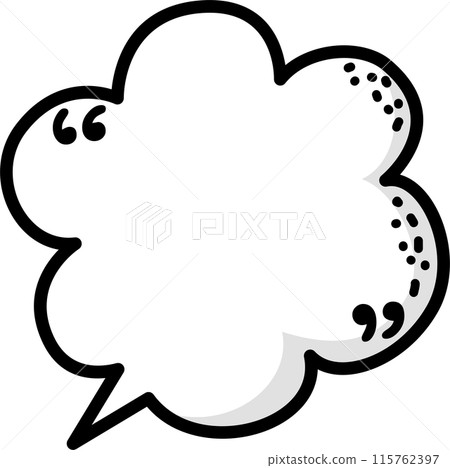 Hand draw doodle Black and white color speech bubble balloon with quotation marks, icon sticker memo keyword planner text box banner, flat isolated png transparent element design Hand draw doodle Black and white color speech bubble balloon with quotation marks, icon sticker memo keyword planner text box banner, flat isolated png transparent element design 115762397