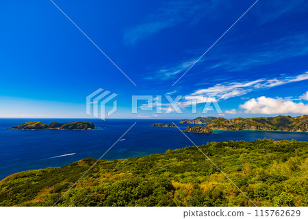Spectacular view from Mikazukiyama Observatory, Chichijima, Ogasawara Islands 115762629