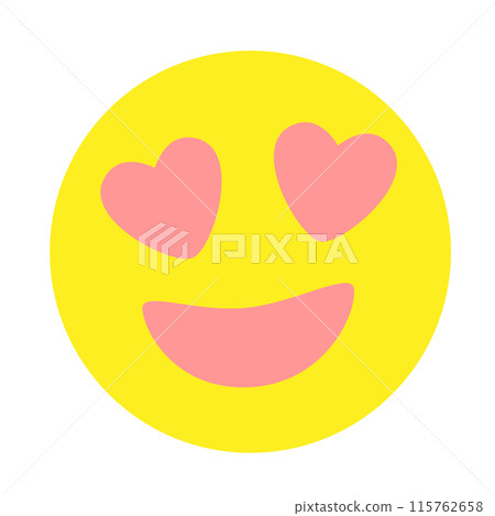 表達對眼睛的喜愛的面部表情圖示。例如插畫素材。 115762658