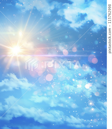 Background of sunlight shining in the blue sky and clouds AI image Background of sunlight shining in the blue sky and clouds AI image 115762998