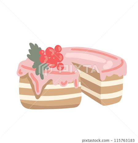 Sweets flat design cake with berries Sweets flat design cake with berries 115763183