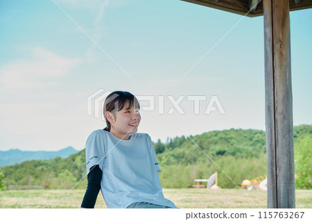 Woman exercising in the park, sportswear, health Woman exercising in the park, sportswear, health 115763267