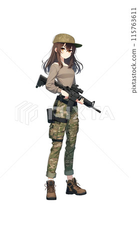 Girl holding a gun Girl holding a gun 115763611