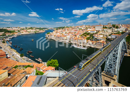 View of Porto city, Portugal, on sunset 115763769