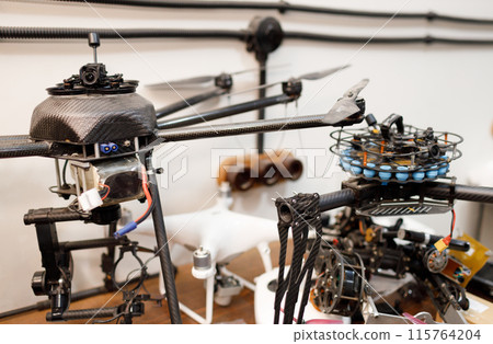 Workshop and repair production quadrocopter drones with parts stuff. Workshop and repair production quadrocopter drones with parts stuff. 115764204
