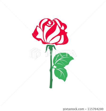 Rose flower with green leaves Rose flower with green leaves 115764280