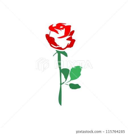 Rose flower with green leaves Rose flower with green leaves 115764285