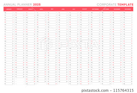 Planner 2025, Planner 2025 Sunday Start Corporate Design Template Calendar 115764315