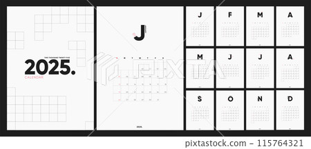 Calendar 2025, Calendar 2025 Minimalism Clean White A4 Page Corporate Design Template. 115764321