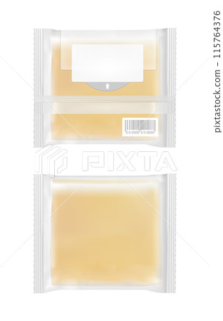 Transparent package with cheese.  Packaging with flap 115764376