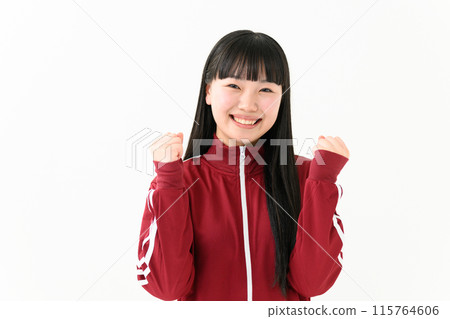 High school girl, jersey, fist pump 115764606