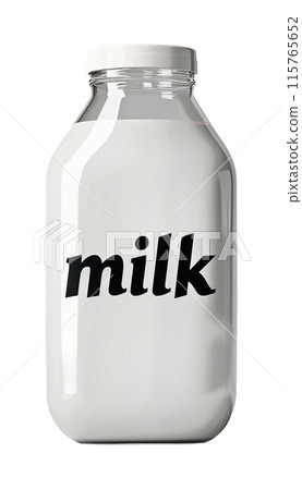 Milk in a glass bottle on a transparent background. 115765652