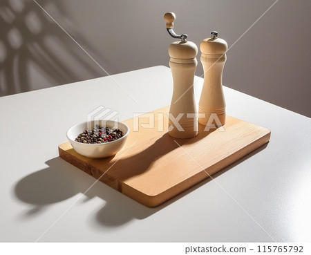 Cooking essentials with pepper and mill 115765792