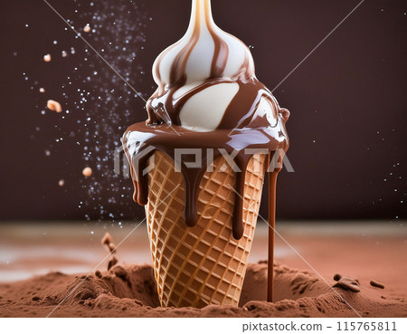 Studio shot of delicious chocolate ice cream Studio shot of delicious chocolate ice cream 115765811