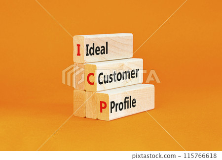 ICP ideal customer profile symbol. Concept words ICP ideal customer profile on beautiful wooden blocks. Beautiful orange background. Business ICP ideal customer profile concept. Copy space. ICP ideal customer profile symbol. Concept words ICP ideal customer profile on beautiful wooden blocks. Beautiful orange background. Business ICP ideal customer profile concept. Copy space. 115766618
