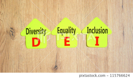 DEI diversity equality inclusion symbol. Concept words DEI diversity equality inclusion on beautiful paper. Beautiful wooden background. Business DEI diversity equality inclusion concept. Copy space. DEI diversity equality inclusion symbol. Concept words DEI diversity equality inclusion on beautiful paper. Beautiful wooden background. Business DEI diversity equality inclusion concept. Copy space. 115766624