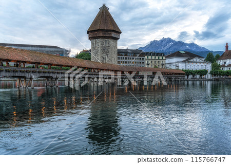 chapel bridge and mount pilatus chapel bridge and mount pilatus 115766747