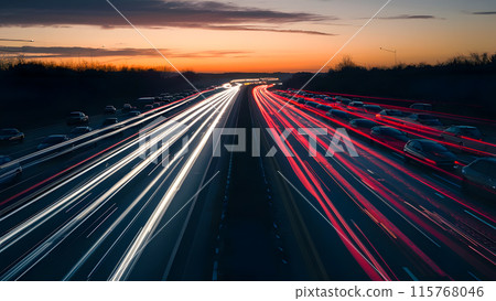 Global Warming Concept, Capture photos of the busy highway at dusk. 115768046