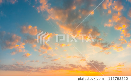 Yellow Blue Sunrise Sky With Sunlight Yellow Blue Sunrise Sky With Sunlight 115768220