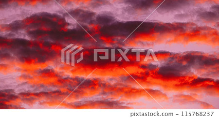 Sunrise Bright Dramatic Sky. Scenic Colorful Sky At Dawn. Sunset Sky Natural Abstract Background In Pink Red Orange Colors. Sunrise Bright Dramatic Sky. Scenic Colorful Sky At Dawn. Sunset Sky Natural Abstract Background In Pink Red Orange Colors. 115768237