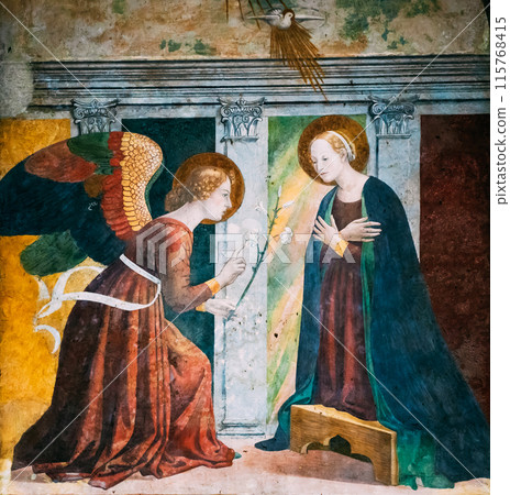 Rome, Italy. Fresco On Wall Inside Of Pantheon 115768415