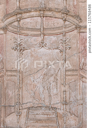 Pompeii, Italy. Bas Relief On Wall Of Old Building Pompeii, Italy. Bas Relief On Wall Of Old Building 115768486