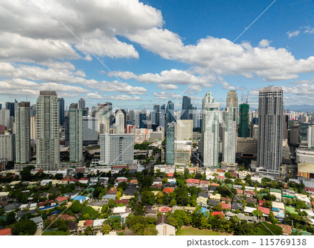 Business buildings and residential area. Makati Skyline. Metro Manila Cityscape. Philippines. Business buildings and residential area. Makati Skyline. Metro Manila Cityscape. Philippines. 115769138