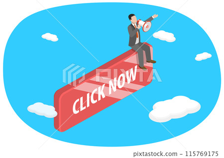 3D Isometric Flat Illustration of Call To Action, Online Advertising 3D Isometric Flat Illustration of Call To Action, Online Advertising 115769175