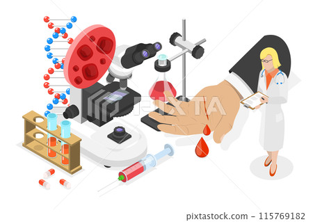 3D Isometric Flat  Illustration of Hemophilia, Anemia Treatment, Blood Disease 115769182