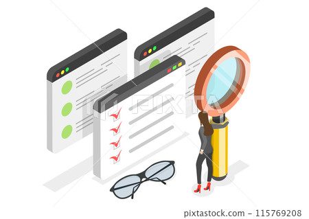 3D Isometric Flat  Illustration of Comparison , Pros and Cons 115769208